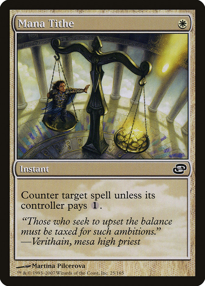 This Is An Image Of The Magic The Gathering Card Mana Tithe From The Set Time Spiral Remastered - Designed By Artist Martina Pilcerova