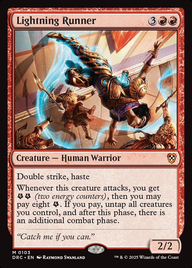This Is An Image Of The Magic The Gathering Card Lightning Runner From The Set Aether Revolt - Designed By Artist Raymond Swanland