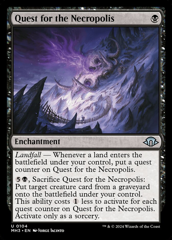 This Is An Image Of The Magic The Gathering Card Quest for the Necropolis From The Set Modern Horizons 3 - Designed By Artist Jorge Jacinto