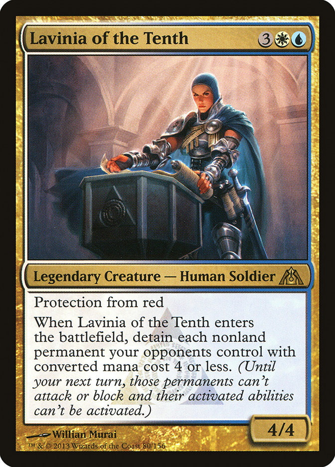 This Is An Image Of The Magic The Gathering Card Lavinia of the Tenth From The Set Ravnica: Clue Edition - Designed By Artist Willian Murai