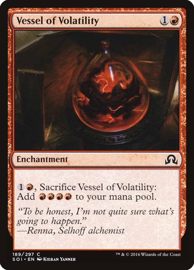 This Is An Image Of The Magic The Gathering Card Vessel of Volatility From The Set Shadows over Innistrad - Designed By Artist Kieran Yanner