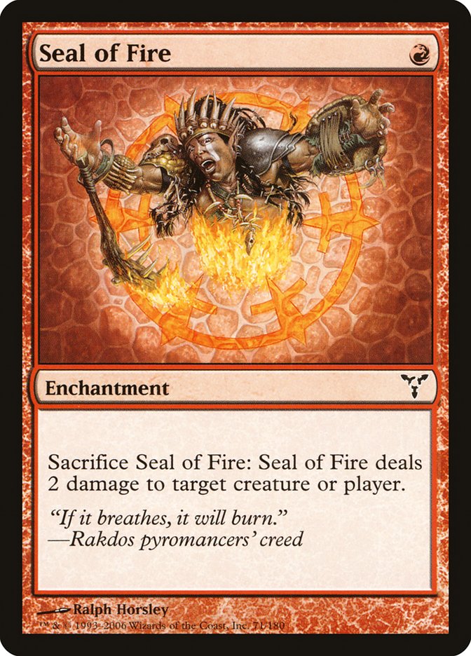 This Is An Image Of The Magic The Gathering Card Seal of Fire From The Set Duel Decks Anthology: Jace vs. Chandra - Designed By Artist Christopher Moeller