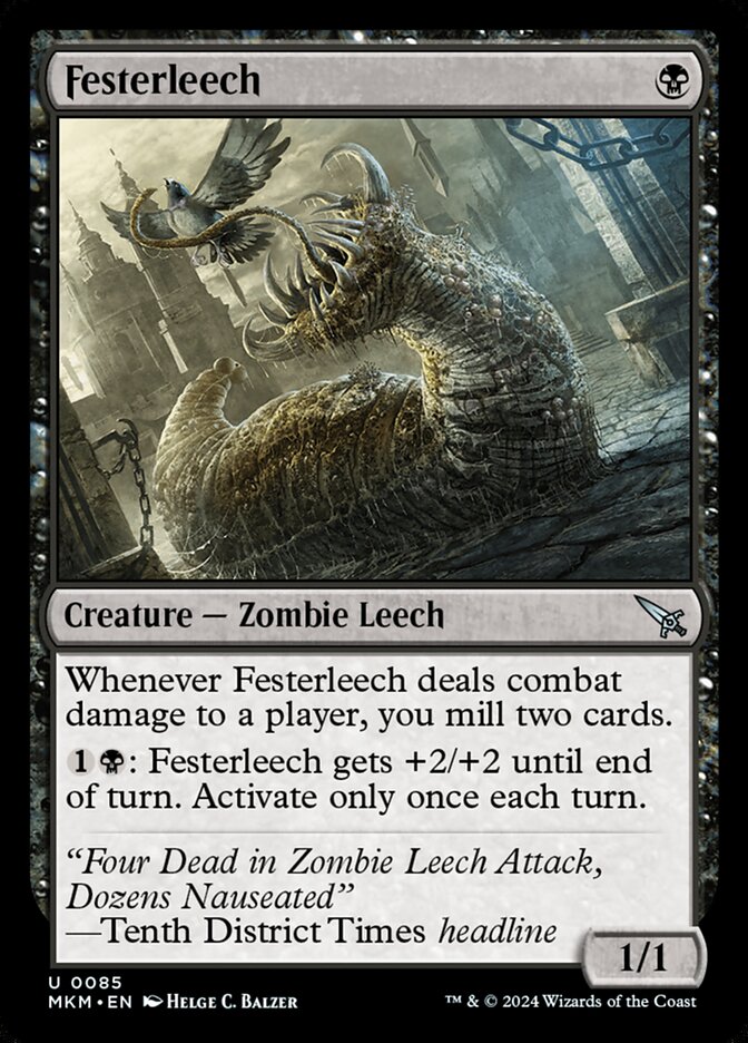 This Is An Image Of The Magic The Gathering Card Festerleech From The Set Murders at Karlov Manor - Designed By Artist Helge C. Balzer