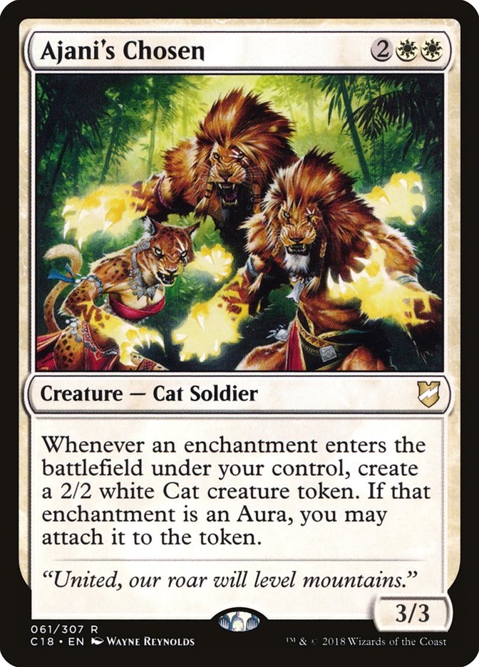 This Is An Image Of The Magic The Gathering Card Ajani's Chosen From The Set Jumpstart - Designed By Artist Wayne Reynolds