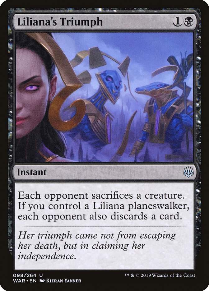 This Is An Image Of The Magic The Gathering Card Liliana's Triumph From The Set War of the Spark - Designed By Artist Kieran Yanner