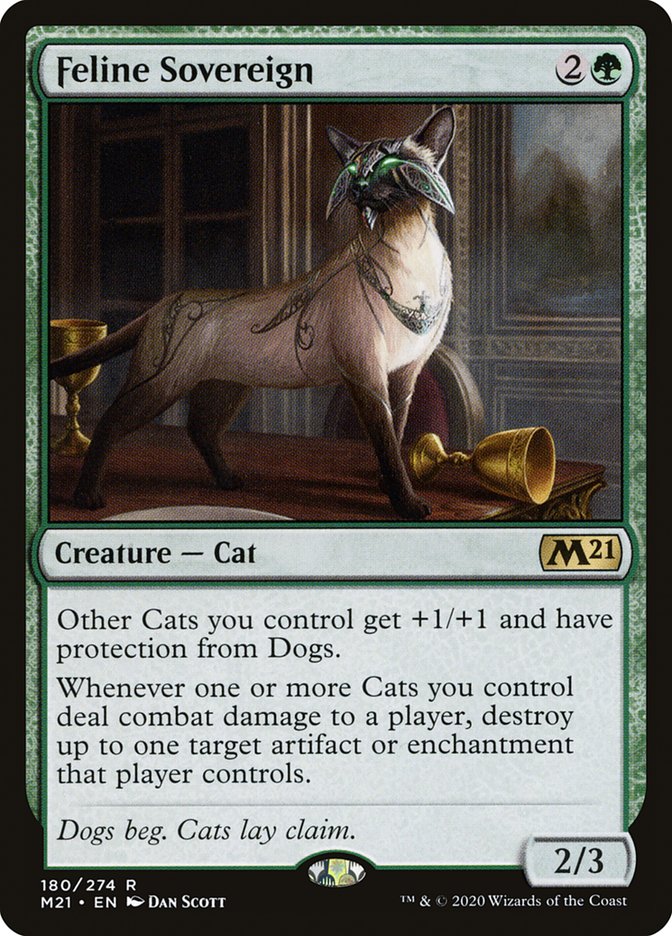 This Is An Image Of The Magic The Gathering Card Feline Sovereign From The Set Core Set 2021 - Designed By Artist Dan Murayama Scott