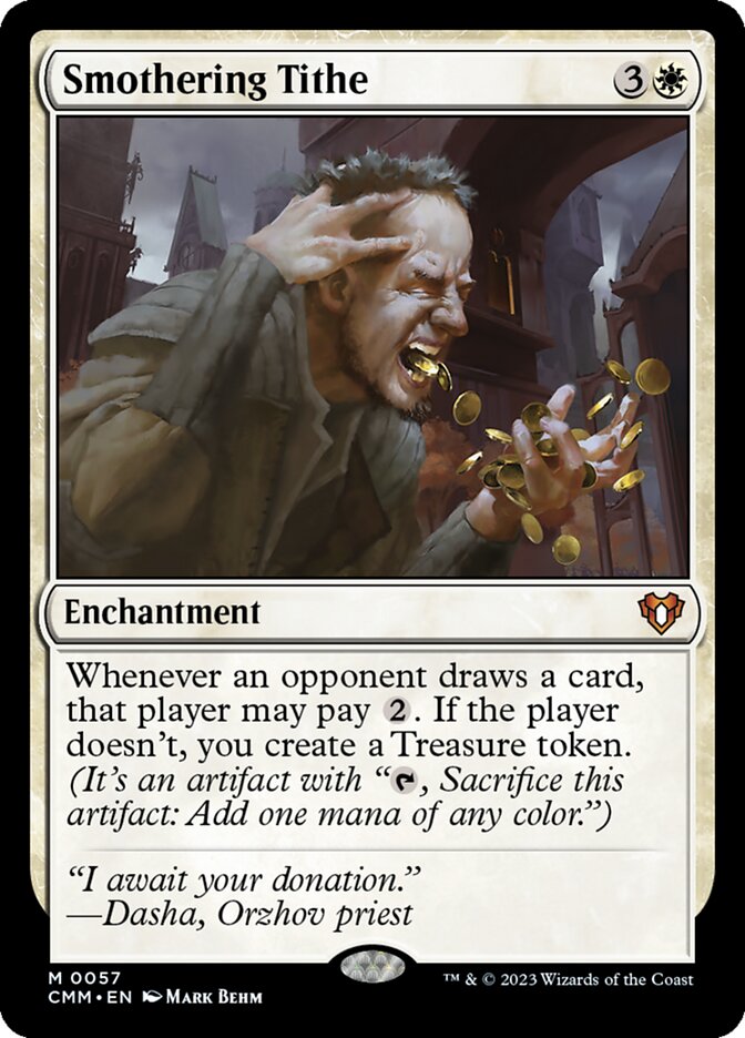 This Is An Image Of The Magic The Gathering Card Smothering Tithe From The Set Commander Masters - Designed By Artist Mark Behm