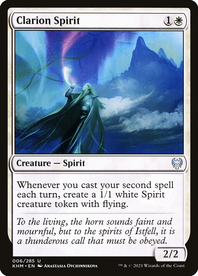 This Is An Image Of The Magic The Gathering Card Clarion Spirit From The Set Kaldheim - Designed By Artist Anastasia Ovchinnikova