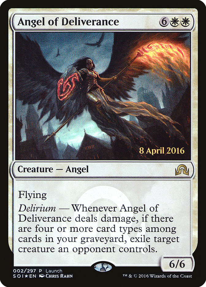 This Is An Image Of The Magic The Gathering Card Angel of Deliverance From The Set Shadows over Innistrad - Designed By Artist Joseph Meehan