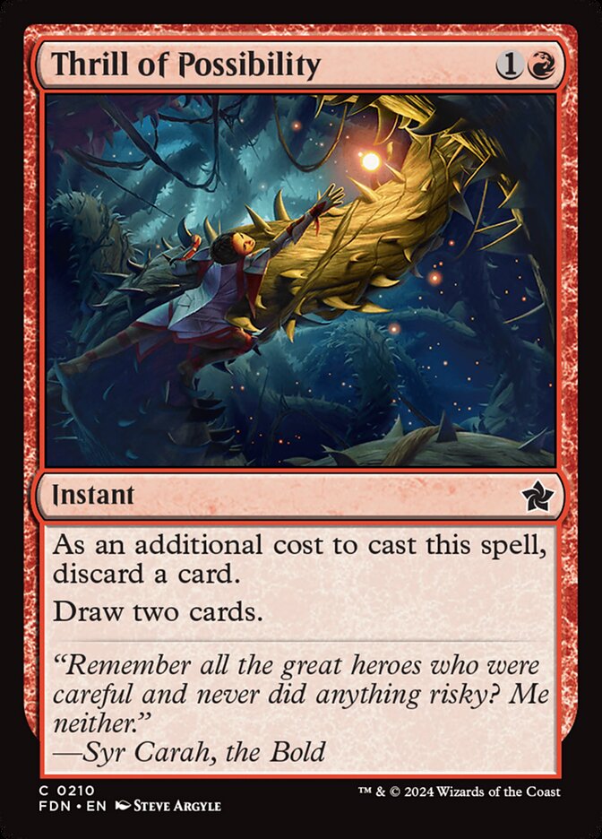 This Is An Image Of The Magic The Gathering Card Thrill of Possibility From The Set Foundations - Designed By Artist Steve Argyle