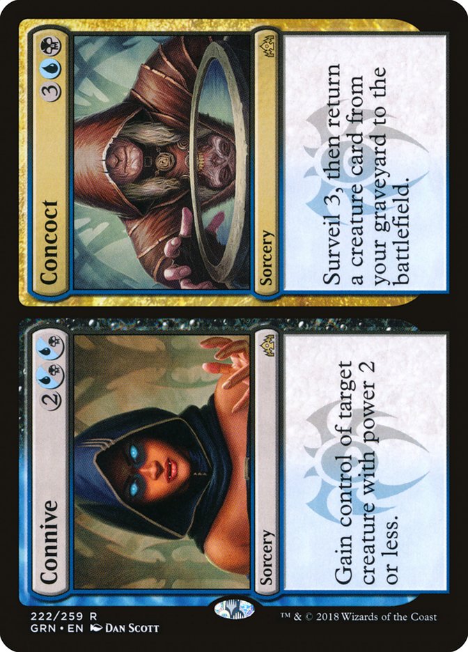 This Is An Image Of The Magic The Gathering Card Connive // Concoct From The Set Murders at Karlov Manor Commander - Designed By Artist Dan Murayama Scott