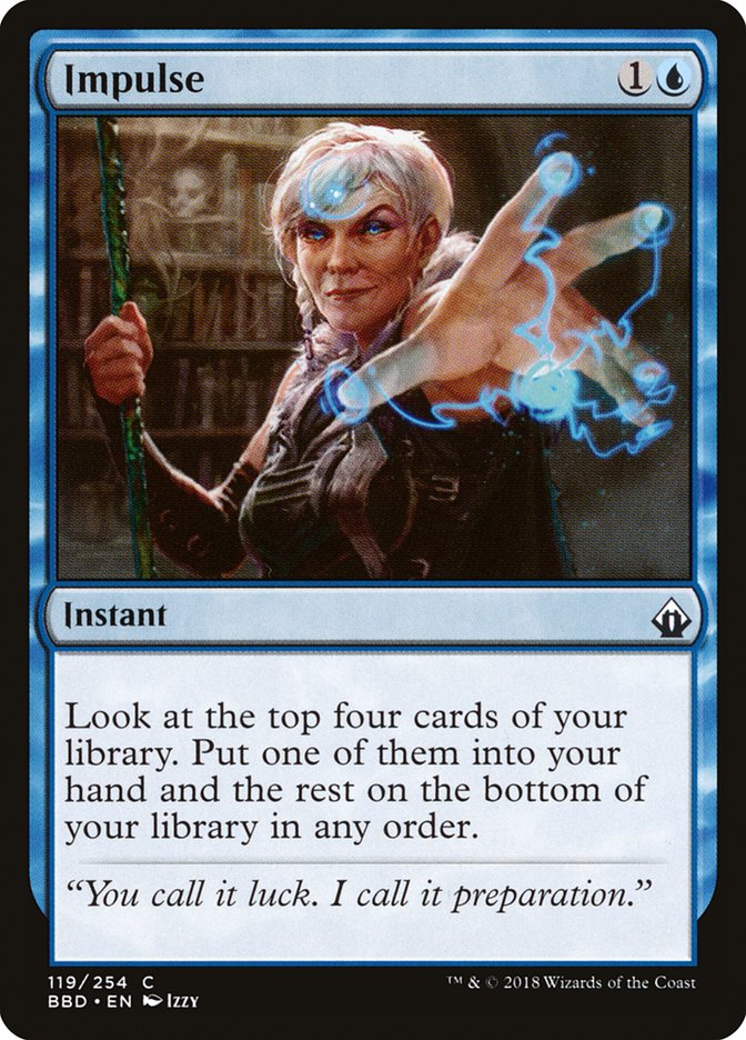 This Is An Image Of The Magic The Gathering Card Impulse From The Set Dominaria Remastered - Designed By Artist Sam Guay