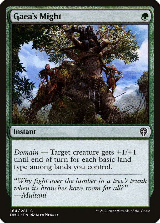 This Is An Image Of The Magic The Gathering Card Gaea's Might From The Set Dominaria United - Designed By Artist Alex Negrea