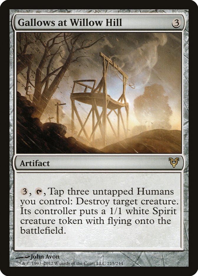 This Is An Image Of The Magic The Gathering Card Gallows at Willow Hill From The Set Avacyn Restored - Designed By Artist John Avon