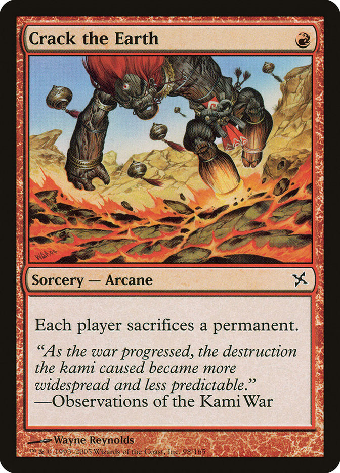 This Is An Image Of The Magic The Gathering Card Crack the Earth From The Set Betrayers of Kamigawa - Designed By Artist Wayne Reynolds
