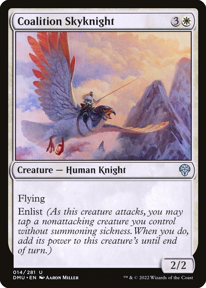 This Is An Image Of The Magic The Gathering Card Coalition Skyknight From The Set Dominaria United - Designed By Artist Aaron Miller