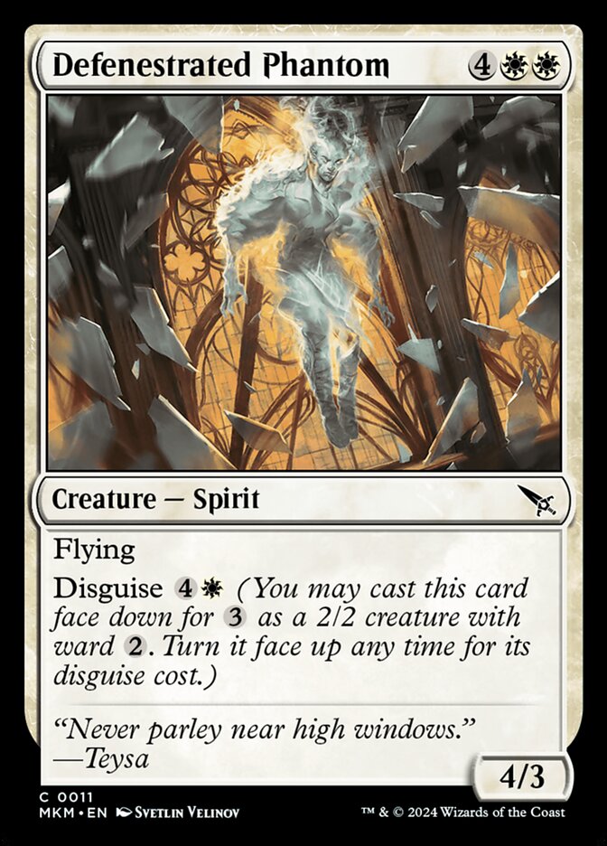 This Is An Image Of The Magic The Gathering Card Defenestrated Phantom From The Set Murders at Karlov Manor - Designed By Artist Svetlin Velinov