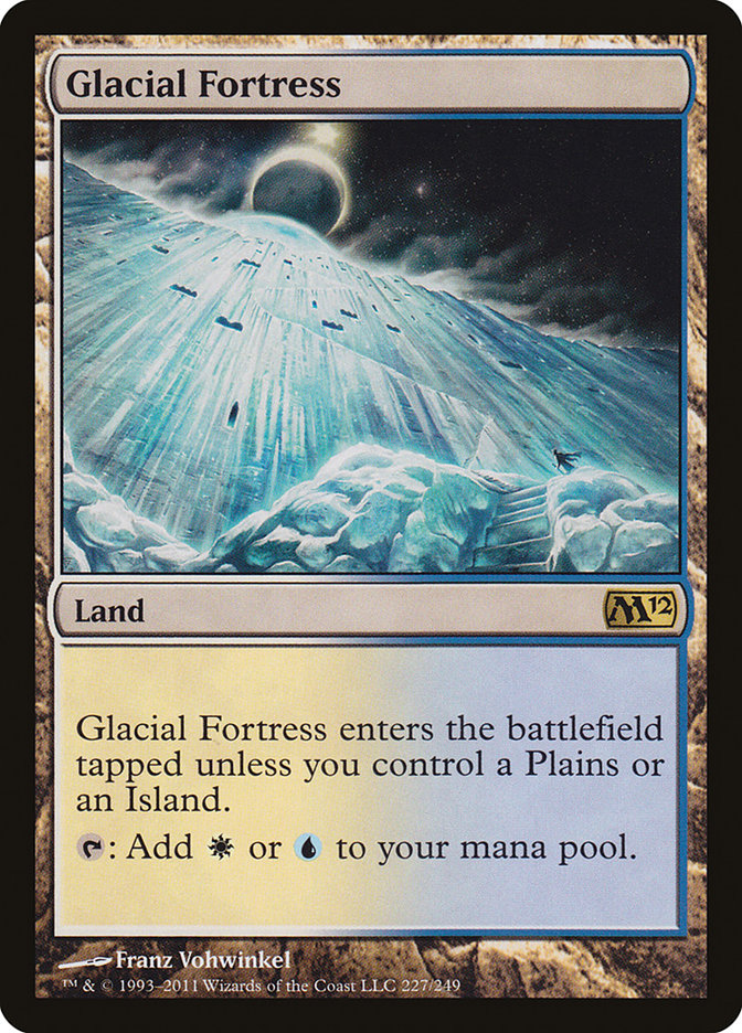 This Is An Image Of The Magic The Gathering Card Glacial Fortress From The Set Tarkir: Dragonstorm Commander - Designed By Artist James Paick
