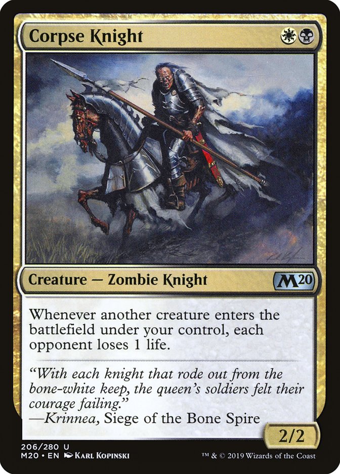 This Is An Image Of The Magic The Gathering Card Corpse Knight From The Set March of the Machine Commander - Designed By Artist Karl Kopinski
