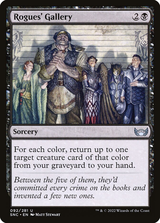 This Is An Image Of The Magic The Gathering Card Rogues' Gallery From The Set Streets of New Capenna - Designed By Artist Matt Stewart