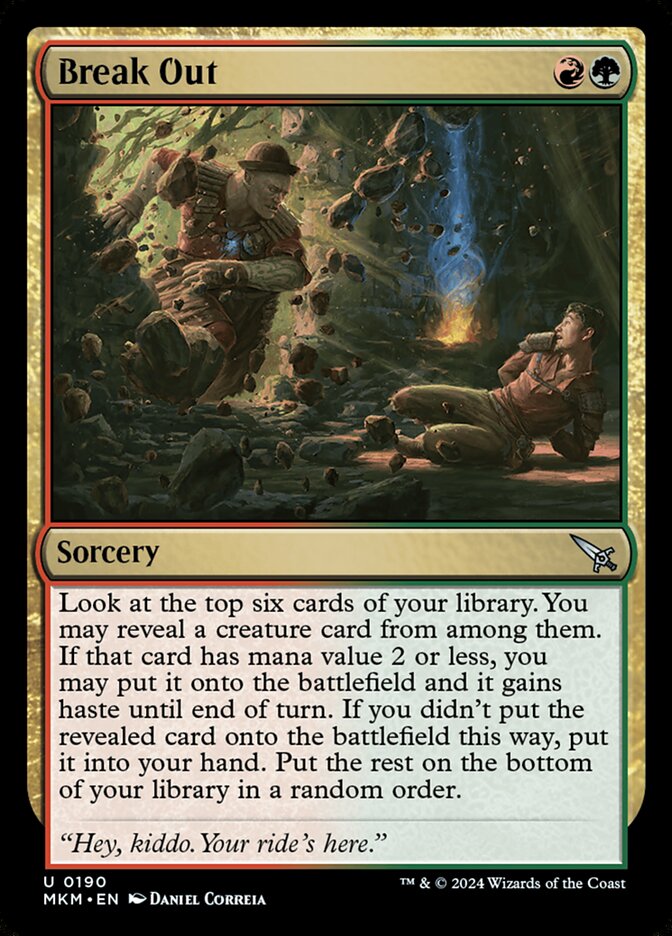 This Is An Image Of The Magic The Gathering Card Break Out From The Set Murders at Karlov Manor - Designed By Artist Daniel Correia