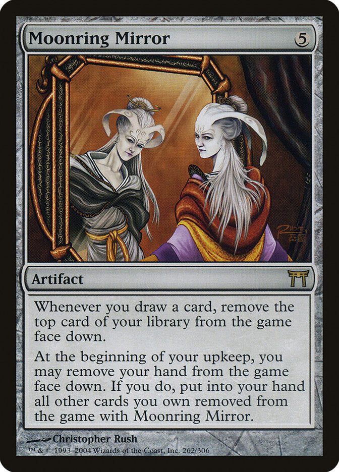 This Is An Image Of The Magic The Gathering Card Moonring Mirror From The Set Champions of Kamigawa - Designed By Artist Christopher Rush