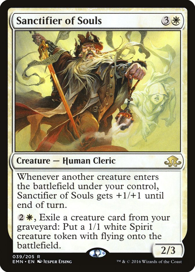 This Is An Image Of The Magic The Gathering Card Sanctifier of Souls From The Set Eldritch Moon - Designed By Artist Jesper Ejsing