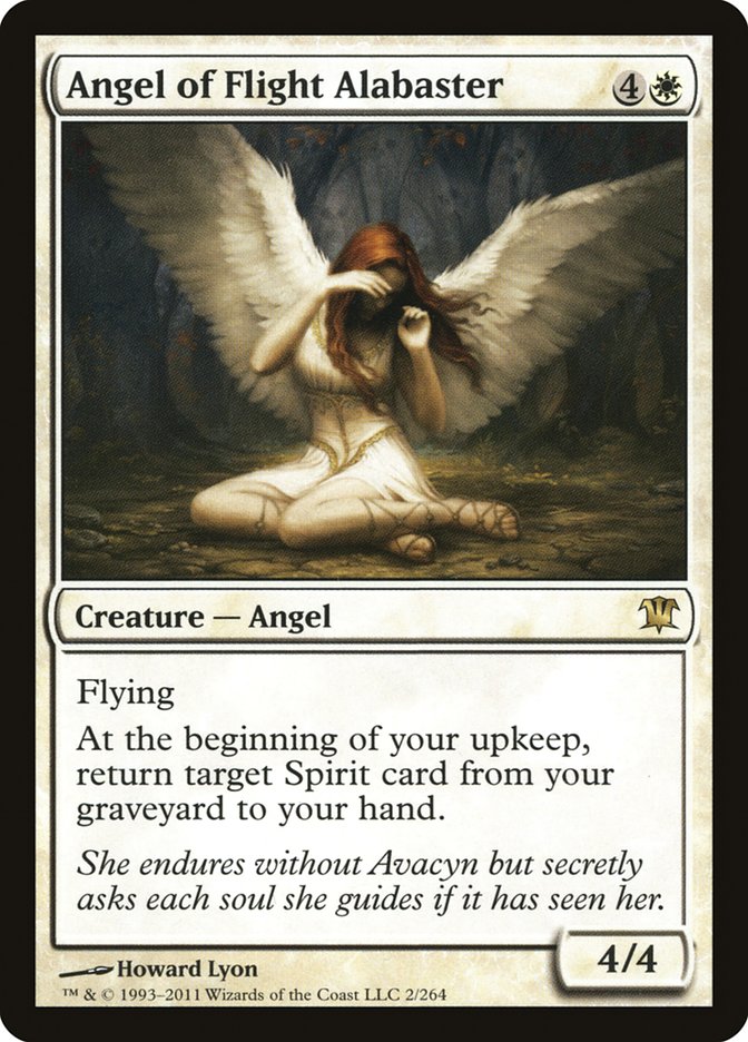 This Is An Image Of The Magic The Gathering Card Angel of Flight Alabaster From The Set Crimson Vow Commander - Designed By Artist Howard Lyon
