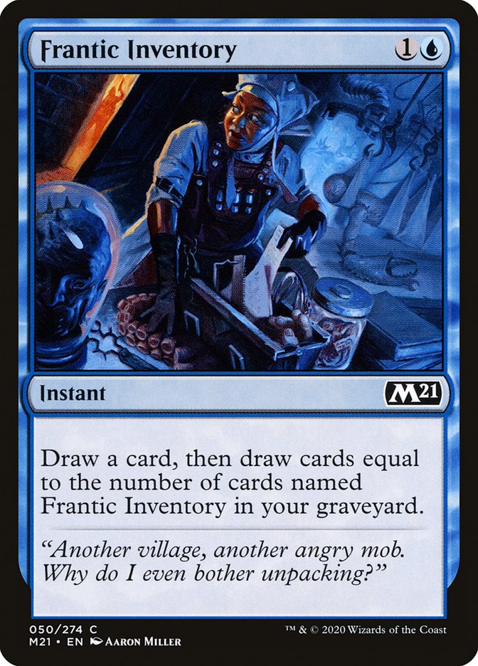 This Is An Image Of The Magic The Gathering Card Frantic Inventory From The Set Core Set 2021 - Designed By Artist Aaron Miller