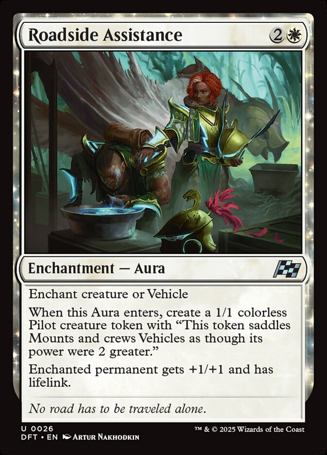 This Is An Image Of The Magic The Gathering Card Roadside Assistance From The Set Aetherdrift - Designed By Artist Artur Nakhodkin