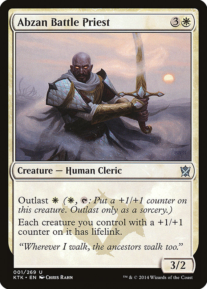 This Is An Image Of The Magic The Gathering Card Abzan Battle Priest From The Set March of the Machine Commander - Designed By Artist Chris Rahn