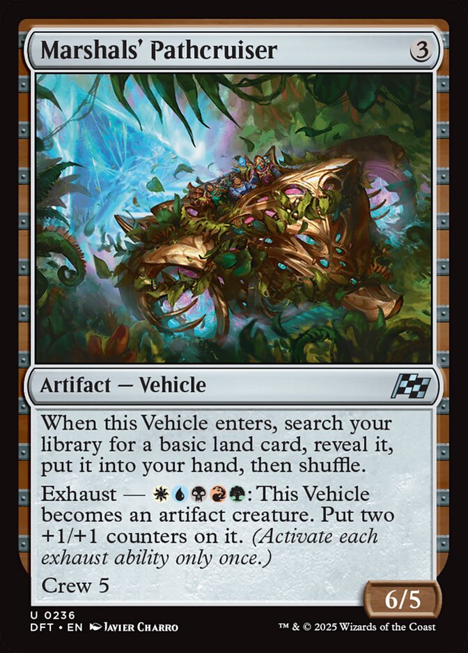 This Is An Image Of The Magic The Gathering Card Marshals' Pathcruiser From The Set Aetherdrift - Designed By Artist Javier Charro
