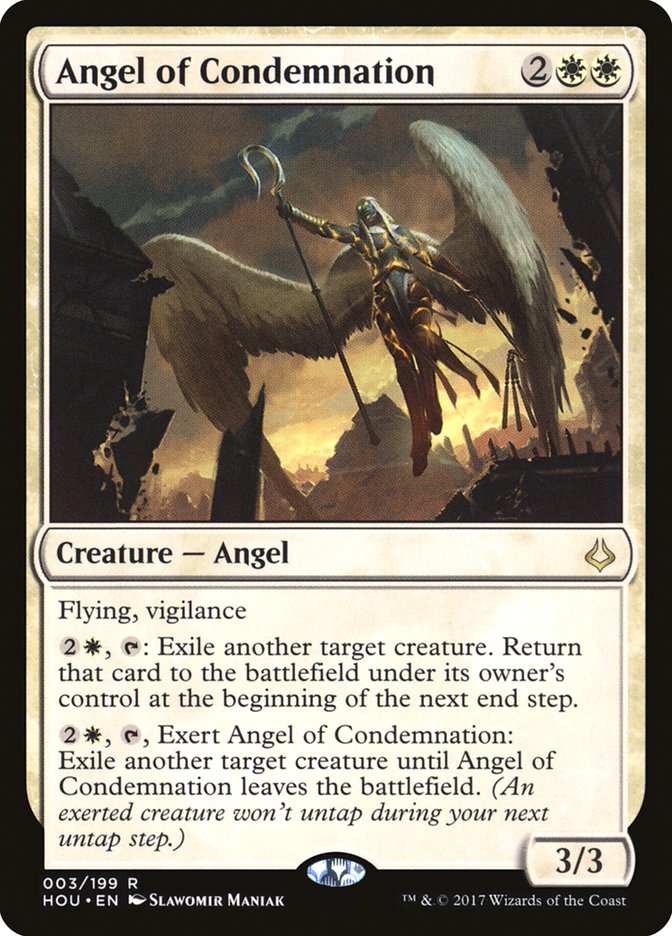 This Is An Image Of The Magic The Gathering Card Angel of Condemnation From The Set Hour of Devastation - Designed By Artist Slawomir Maniak