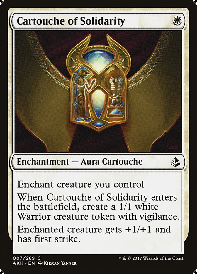 This Is An Image Of The Magic The Gathering Card Cartouche of Solidarity From The Set Amonkhet - Designed By Artist Kieran Yanner