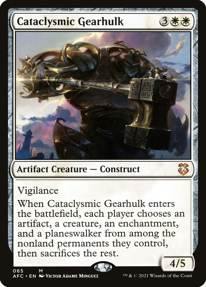 This Is An Image Of The Magic The Gathering Card Cataclysmic Gearhulk From The Set March of the Machine Commander - Designed By Artist Victor Adame Minguez