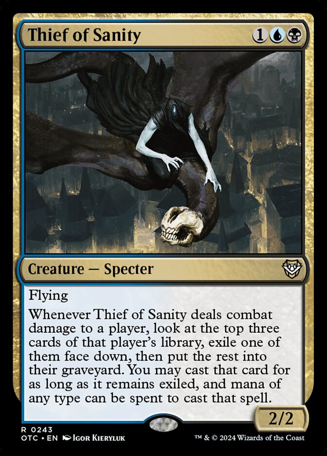 This Is An Image Of The Magic The Gathering Card Thief of Sanity From The Set Outlaws of Thunder Junction Commander - Designed By Artist Igor Kieryluk