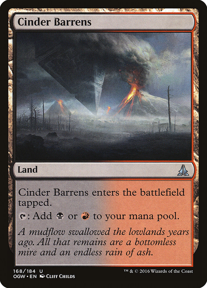This Is An Image Of The Magic The Gathering Card Cinder Barrens From The Set Commander 2019 - Designed By Artist Titus Lunter