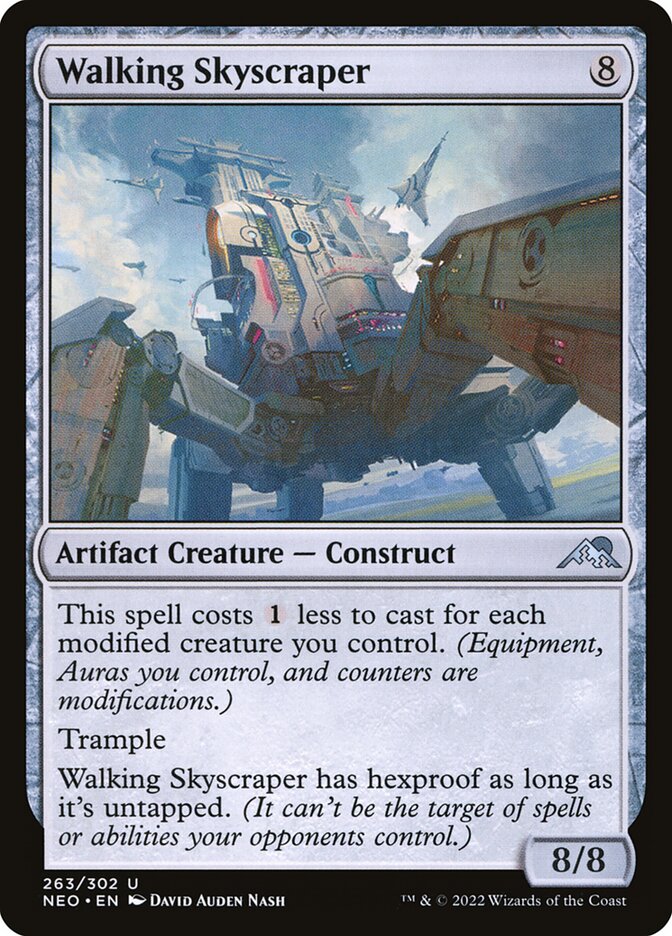 This Is An Image Of The Magic The Gathering Card Walking Skyscraper From The Set Kamigawa: Neon Dynasty - Designed By Artist David Auden Nash