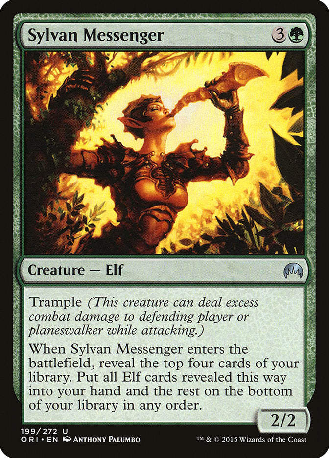 This Is An Image Of The Magic The Gathering Card Sylvan Messenger From The Set Kaldheim Commander - Designed By Artist PINDURSKI
