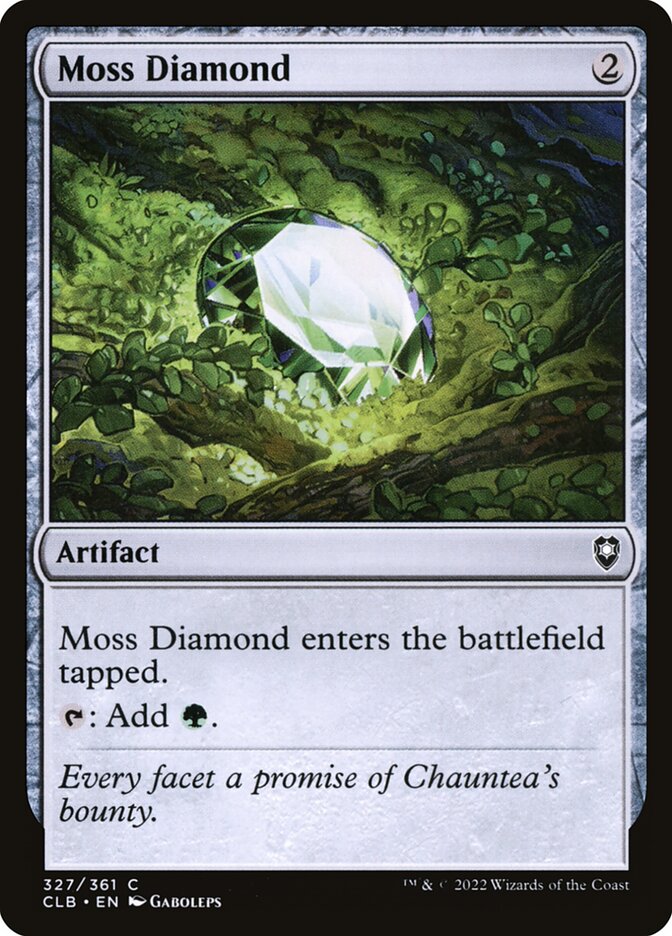 This Is An Image Of The Magic The Gathering Card Moss Diamond From The Set Commander Legends: Battle for Baldur's Gate - Designed By Artist Gaboleps