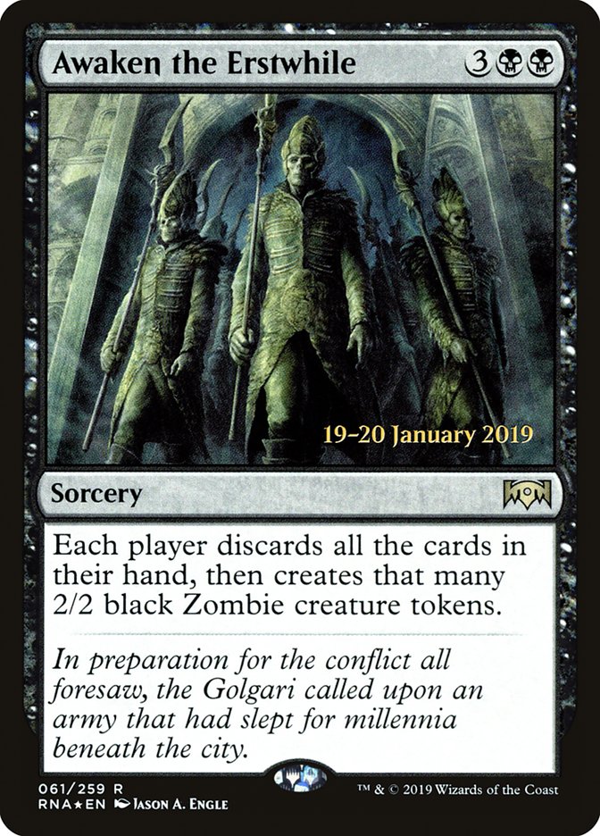 This Is An Image Of The Magic The Gathering Card Awaken the Erstwhile From The Set Ravnica Allegiance - Designed By Artist Jason A. Engle