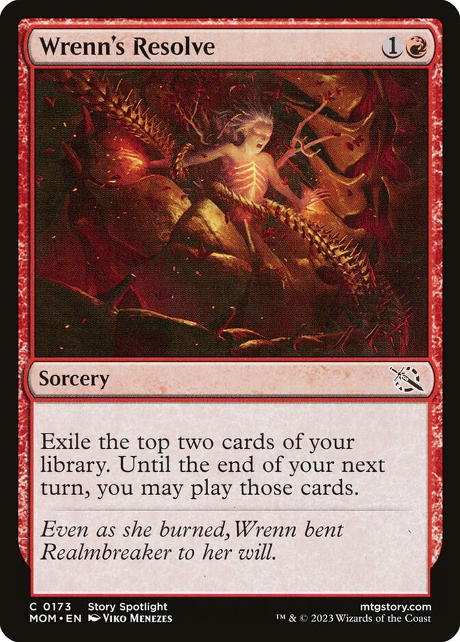 This Is An Image Of The Magic The Gathering Card Wrenn's Resolve From The Set March of the Machine - Designed By Artist Viko Menezes