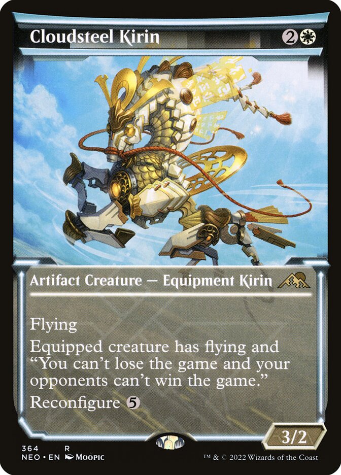 This Is An Image Of The Magic The Gathering Card Cloudsteel Kirin From The Set Kamigawa: Neon Dynasty - Designed By Artist Jonathan Kuo