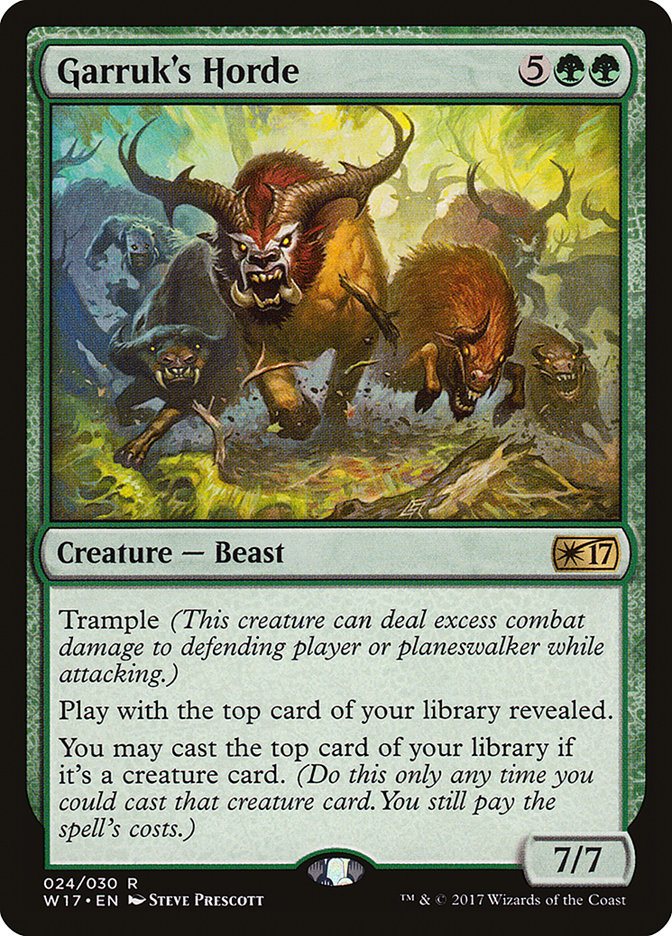 This Is An Image Of The Magic The Gathering Card Garruk's Horde From The Set Welcome Deck 2017 - Designed By Artist Steve Prescott