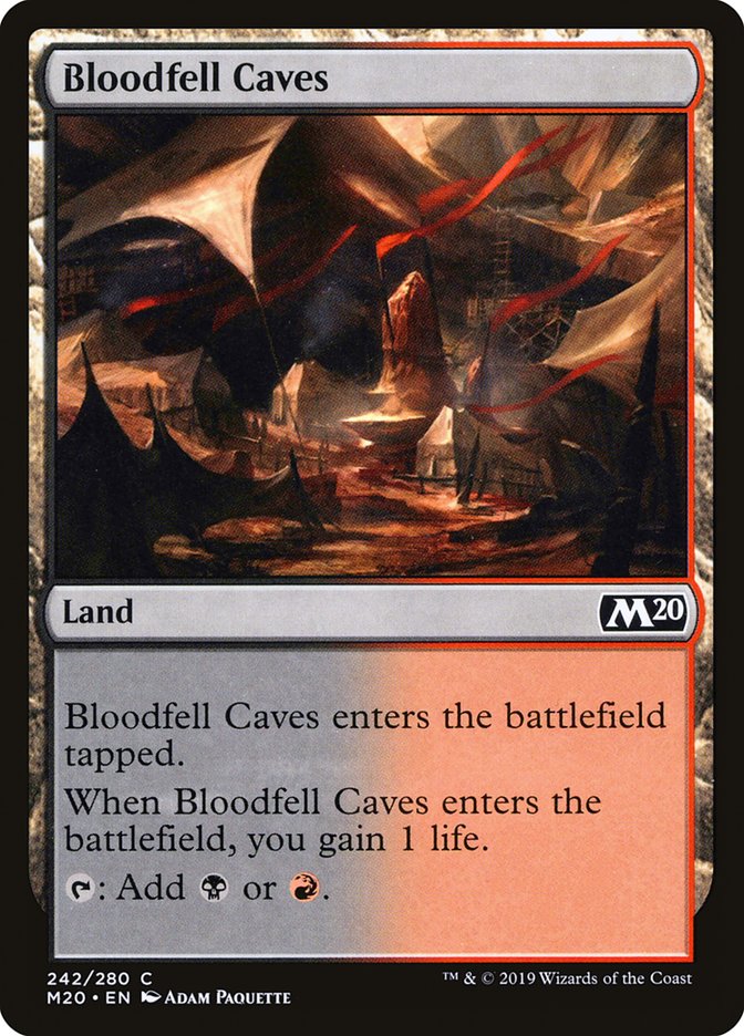This Is An Image Of The Magic The Gathering Card Bloodfell Caves From The Set Tarkir: Dragonstorm - Designed By Artist Piotr Dura
