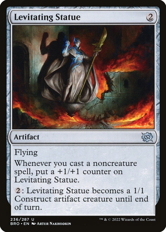 This Is An Image Of The Magic The Gathering Card Levitating Statue From The Set The Brothers' War - Designed By Artist Artur Nakhodkin