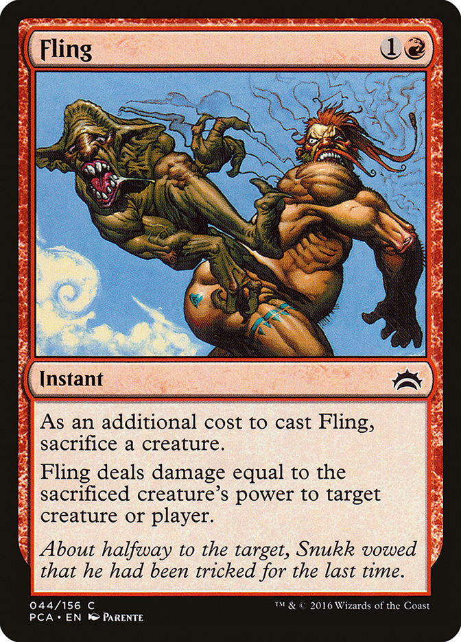 This Is An Image Of The Magic The Gathering Card Fling From The Set Jumpstart - Designed By Artist Lucas Graciano