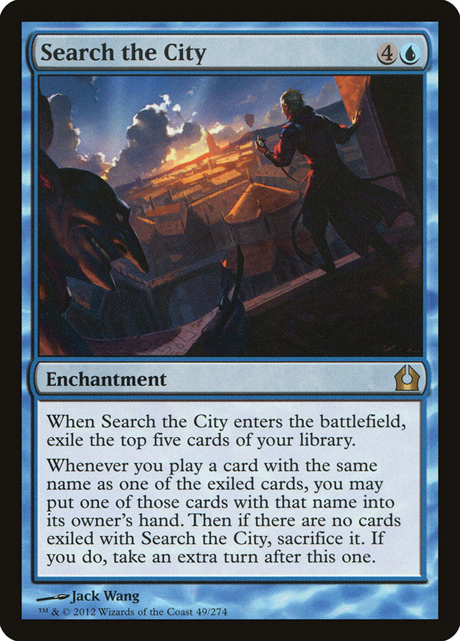 This Is An Image Of The Magic The Gathering Card Search the City From The Set Return to Ravnica - Designed By Artist Jack Wang