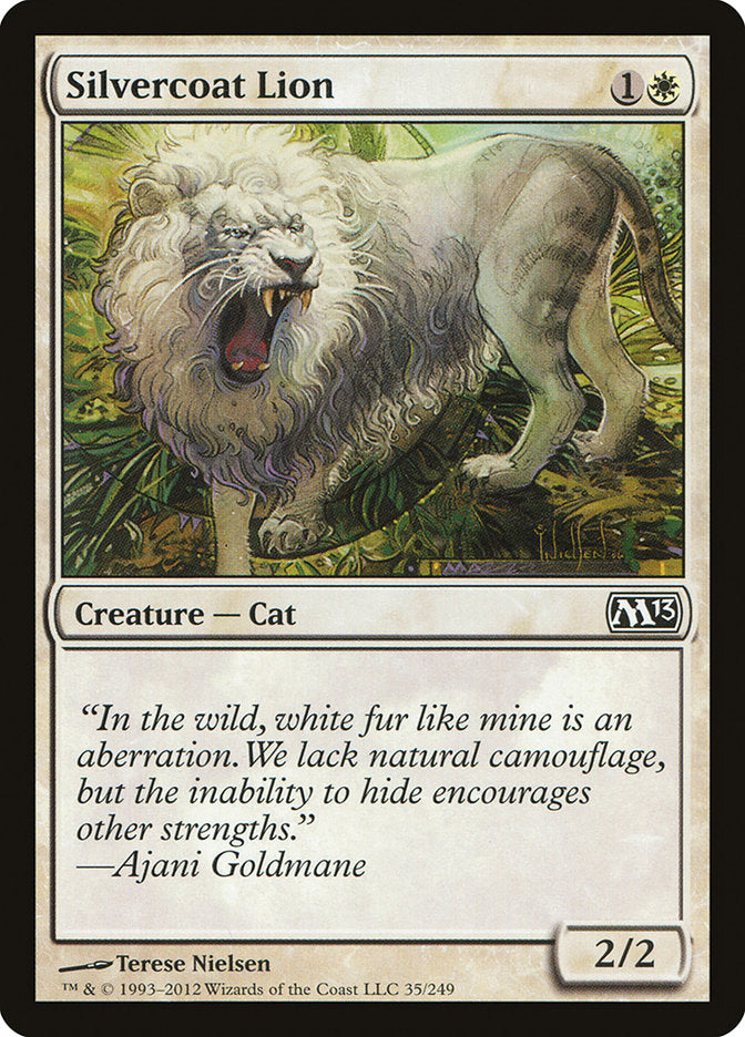 This Is An Image Of The Magic The Gathering Card Silvercoat Lion From The Set Magic 2013 - Designed By Artist Terese Nielsen