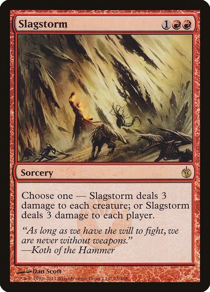 This Is An Image Of The Magic The Gathering Card Slagstorm From The Set Foundations - Designed By Artist Dan Murayama Scott
